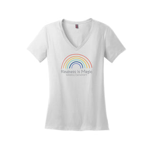 Wealthy Elementary-District Womens Perfect Weight V-Neck Tee On-Demand Rainbow Logo