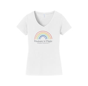 Wealthy Elementary-Womens Fan Favorite V-Neck Tee On-Demand Rainbow Logo