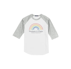 Wealthy Elementary-Adult Unisex Baseball Tee On-Demand Rainbow Logo