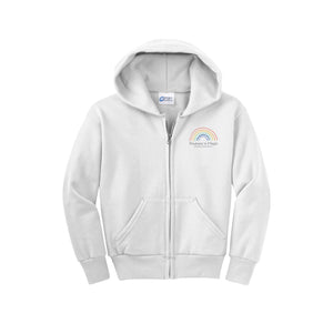 Wealthy Elementary-Youth Unisex Full-Zip Hooded Sweatshirt On-Demand Rainbow Logo