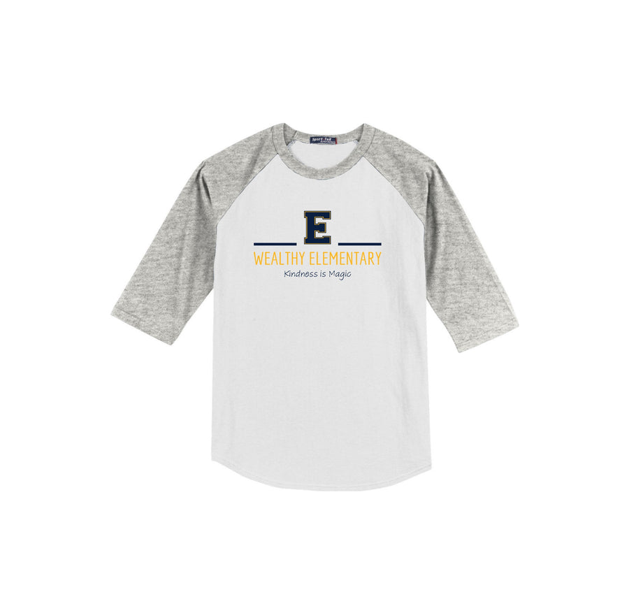 Wealthy Elementary-Youth Unisex Baseball Tee On-Demand E Logo