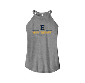 Wealthy Elementary-Womens Premium Perfect Tri Rocker Tank On-Demand E Logo