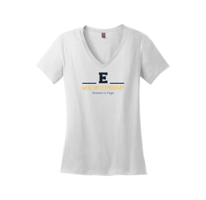 Wealthy Elementary-District Womens Perfect Weight V-Neck Tee On-Demand E Logo