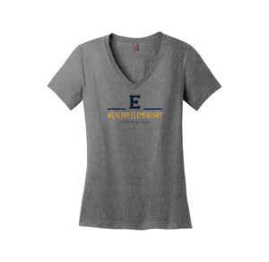 Wealthy Elementary-District Womens Perfect Weight V-Neck Tee On-Demand E Logo