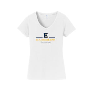 Wealthy Elementary-Womens Fan Favorite V-Neck Tee On-Demand E Logo