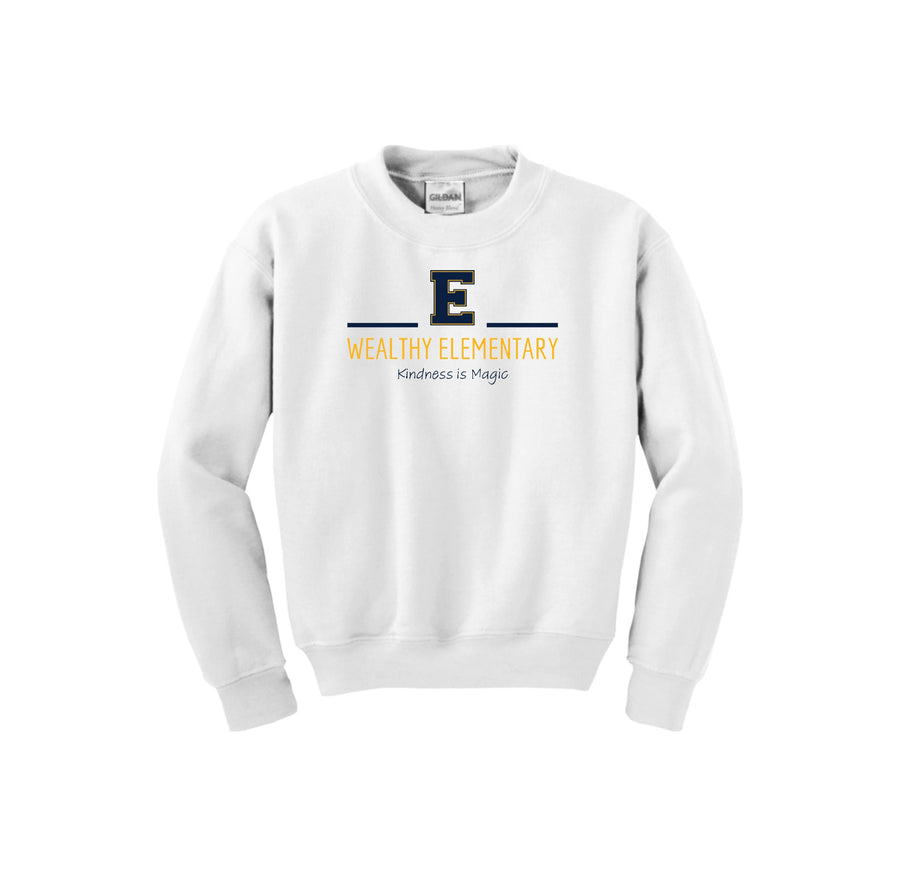 Wealthy Elementary-Youth Unisex Crewneck Sweatshirt On-Demand E Logo