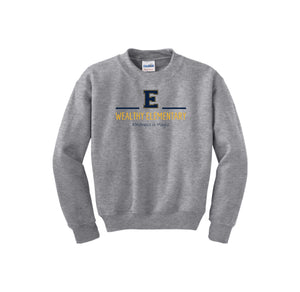 Wealthy Elementary-Youth Unisex Crewneck Sweatshirt On-Demand E Logo