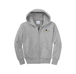 Wealthy Elementary-Youth Unisex Full-Zip Hooded Sweatshirt On-Demand E Logo