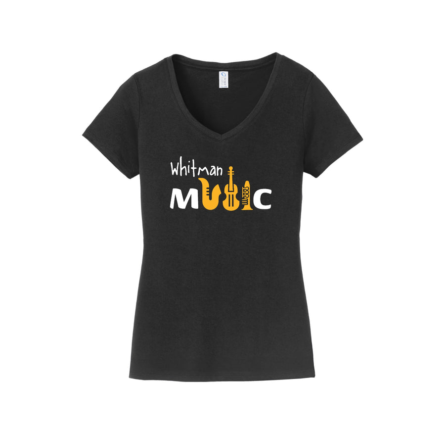 Whitman Middle School On Demand-Womens Fan Favorite V-Neck Tee On-Demand Music Logos