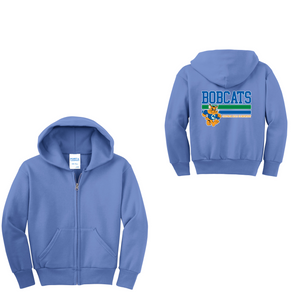 Chapman Hills Elementary-Youth Unisex Full-Zip Hooded Sweatshirt On-Demand Back Stripe Logo