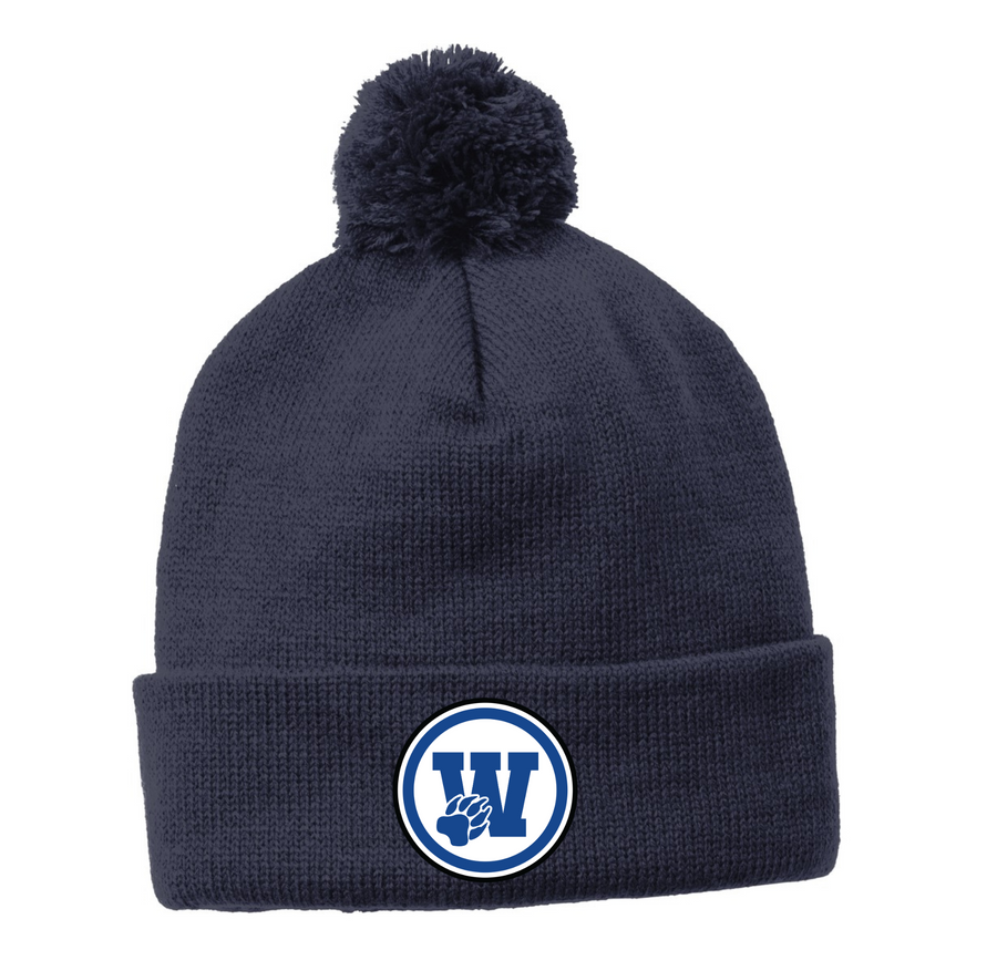 Westfield Academy & Central School Spirit Wear 2024-25-Sport-Tek Solid Pom Pom Beanie