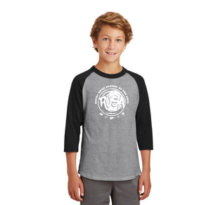 Royal Oaks School of the Arts Spirit Wear 2024-25-Youth Unisex Baseball Tee Circle Logo