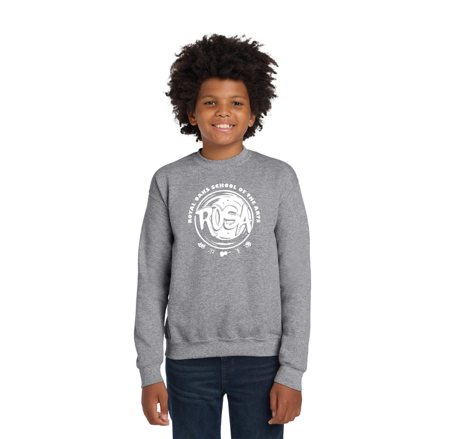 Royal Oaks School of the Arts Spirit Wear 2024-25-Youth Unisex Crewneck Sweatshirt Circle Logo