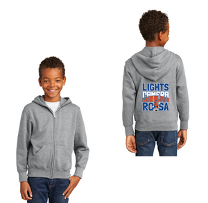 Royal Oaks-Youth Unisex Port & Co Core Fleece Full-Zip Hooded Sweatshirt Camera Logo