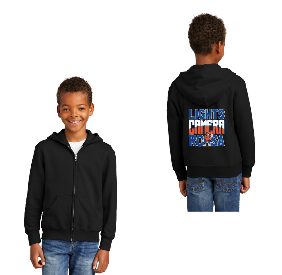 Royal Oaks-Youth Unisex Port & Co Core Fleece Full-Zip Hooded Sweatshirt Camera Logo