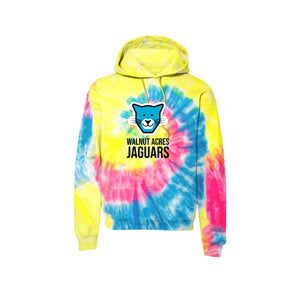 WAES-Adult Unisex Tie-Dye Pullover Hooded Sweatshirt On-Demand Jaguar Face Logo