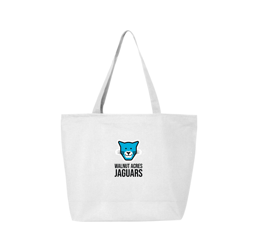 Walnut Acres Elementary Spirit Wear 2024 On-Demand-Q-Tees Canvas Zippered Tote On-Demand Jaguar Face Logo