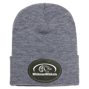 Whitman Middle School On Demand-1501 Yupoong Adult Cuffed Knit Beanie - Oval Patch - White Logo