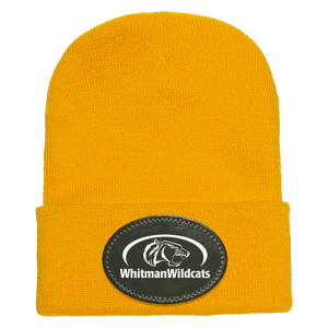 Whitman Middle School On Demand-1501 Yupoong Adult Cuffed Knit Beanie - Oval Patch - White Logo