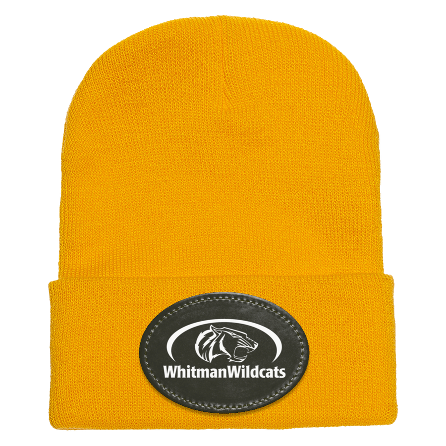 Whitman Middle School On Demand-1501 Yupoong Adult Cuffed Knit Beanie - Oval Patch - White Logo