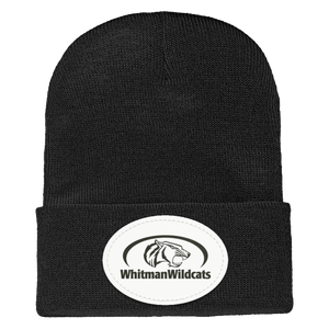 Whitman Middle School On Demand-1501 Yupoong Adult Cuffed Knit Beanie - Oval Patch - Black Logo