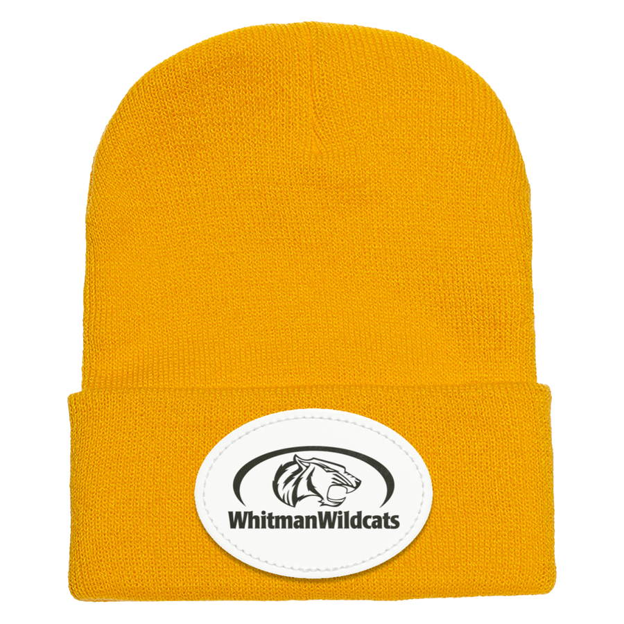 Whitman Middle School On Demand-1501 Yupoong Adult Cuffed Knit Beanie - Oval Patch - Black Logo