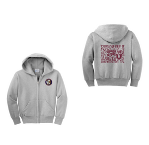 Bellevue-Santa Fe Charter Spirit Wear 2024-25 On Demand-Youth Full-Zip Hooded Sweatshirt Full Color x Bulldog Pride Logo