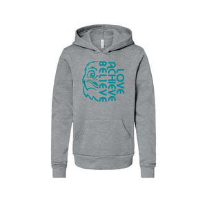 HARES STUDENT-Youth Unisex Premium Sponge Fleece Pullover Hoodie On-Demand Half Hawk Face Logo