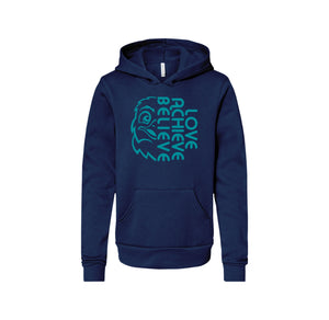 HARES STUDENT-Youth Unisex Premium Sponge Fleece Pullover Hoodie On-Demand Half Hawk Face Logo