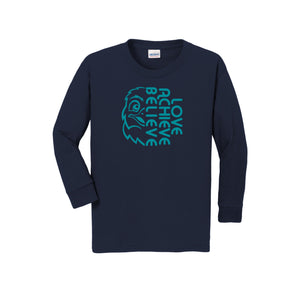 HARES STUDENT-Youth Unisex Long Sleeve Tee On-Demand Half Hawk Face Logo