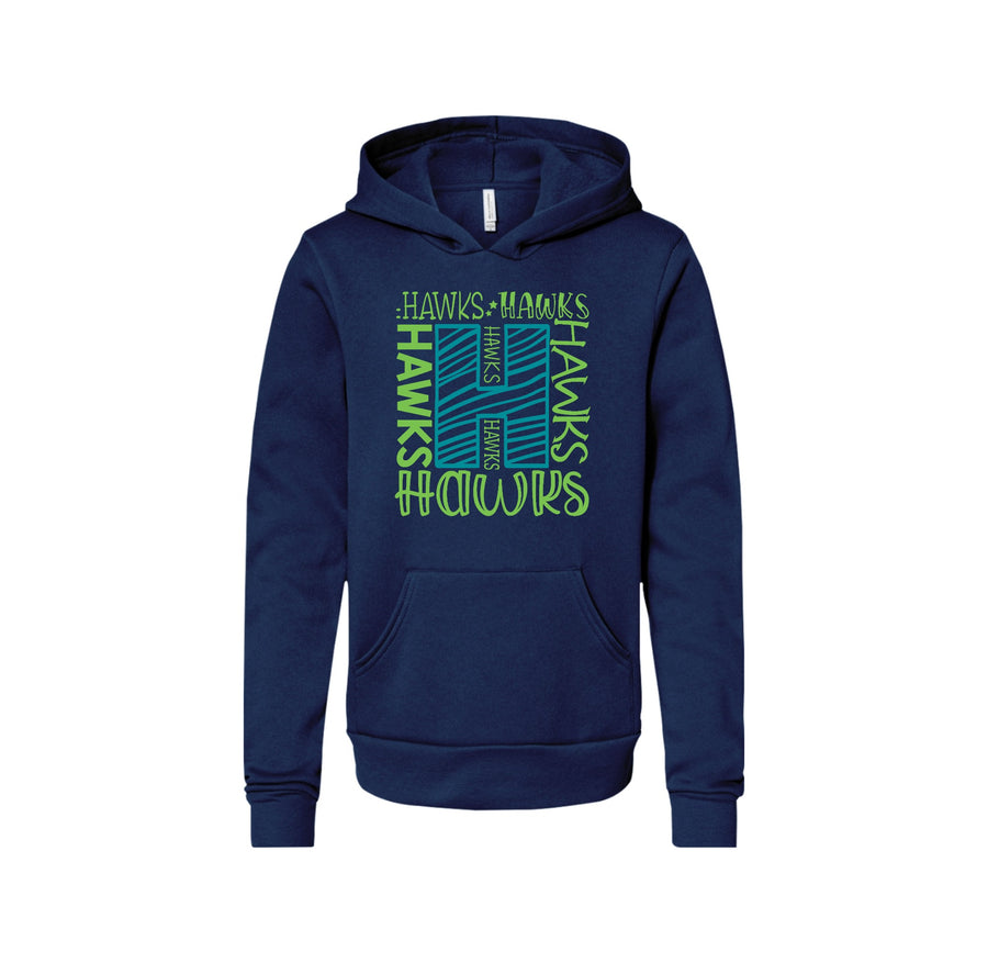 HARES STUDENT-Youth Unisex Premium Sponge Fleece Pullover Hoodie On-Demand H Logo