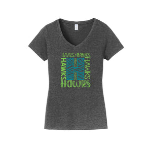 HARES STUDENT-Womens Fan Favorite V-Neck Tee On-Demand H Logo