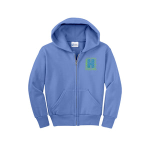 HARES STUDENT-Youth Unisex Full-Zip Hooded Sweatshirt On-Demand H Logo