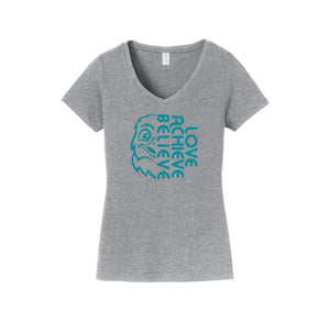 HARES STAFF-Womens Fan Favorite V-Neck Tee On-Demand Half Hawk Face