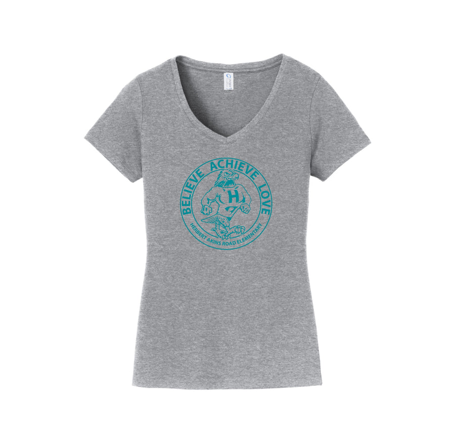 HARES STAFF-Womens Fan Favorite V-Neck Tee On-Demand Circle