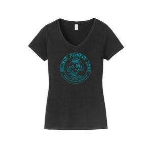 HARES STAFF-Womens Fan Favorite V-Neck Tee On-Demand Circle