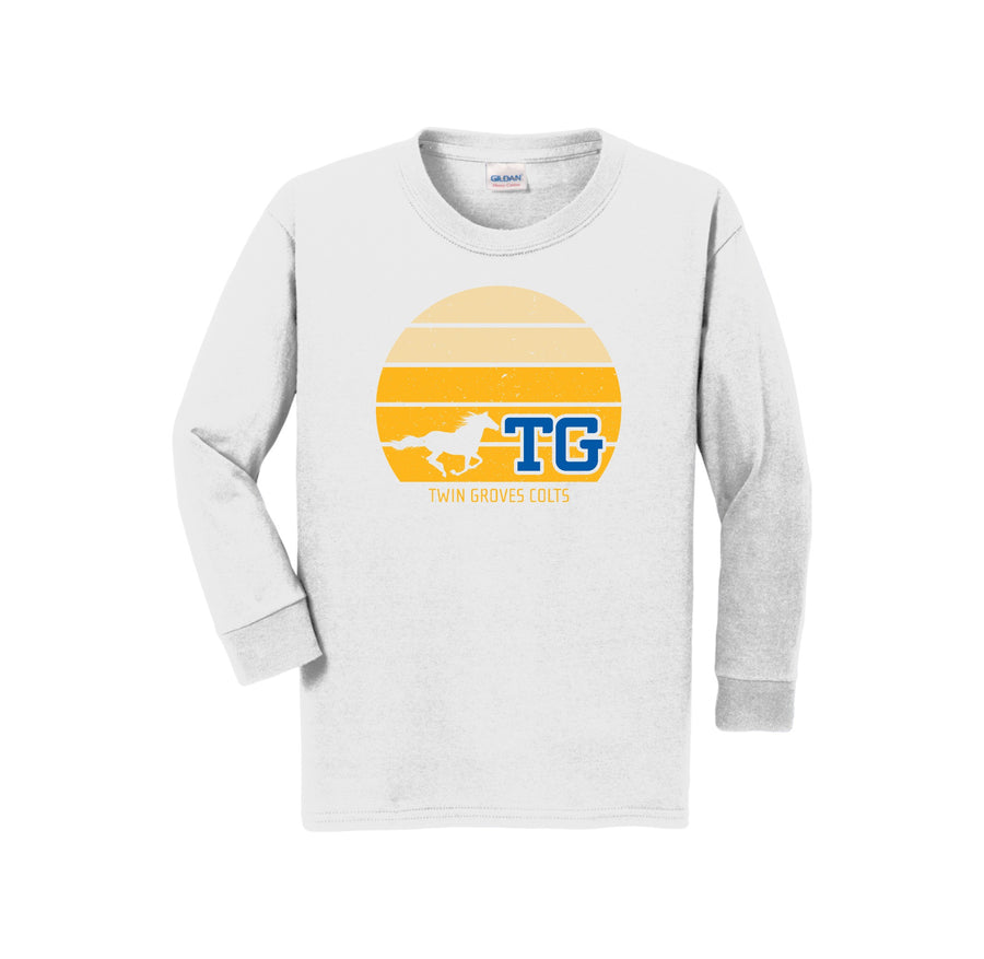 Twin Groves MS Spirit Wear 2024-25 On-Demand-Youth Unisex Long Sleeve Tee On-Demand Sunset Logo