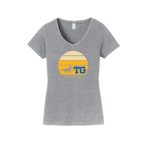 Twin Groves-Womens Fan Favorite V-Neck Tee On-Demand Sunset Logo