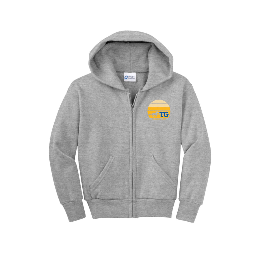 Twin Groves MS-Youth Unisex Full-Zip Hooded Sweatshirt On-Demand Sunset Logo