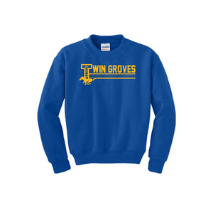 Twin Groves-Youth Unisex Crewneck Sweatshirt On-Demand Stripe Logo