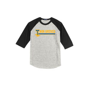 Twin Groves-Youth Unisex Baseball Tee On-Demand Stripe Logo