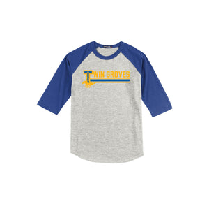 Twin Groves-Youth Unisex Baseball Tee On-Demand Stripe Logo