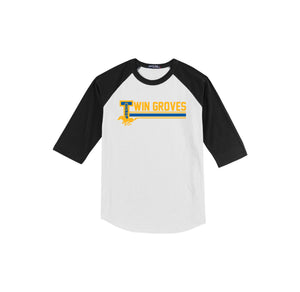 Twin Groves-Youth Unisex Baseball Tee On-Demand Stripe Logo