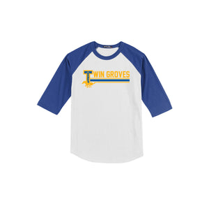 Twin Groves-Youth Unisex Baseball Tee On-Demand Stripe Logo