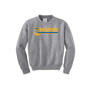 Twin Groves-Youth Unisex Crewneck Sweatshirt On-Demand Stripe Logo