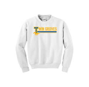 Twin Groves-Youth Unisex Crewneck Sweatshirt On-Demand Stripe Logo