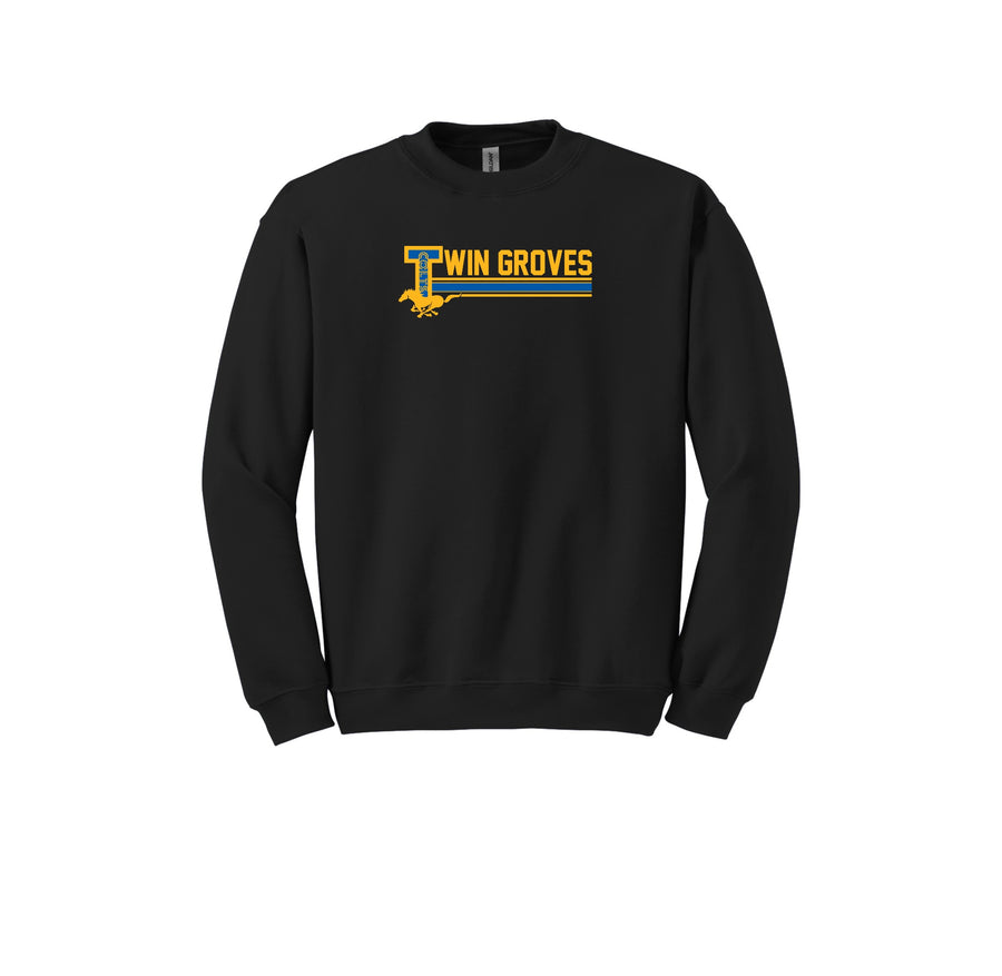 Twin Groves-Adult Unisex Crewneck Sweatshirt On-Demand Stripe Logo