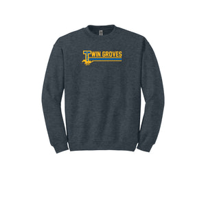 Twin Groves-Adult Unisex Crewneck Sweatshirt On-Demand Stripe Logo