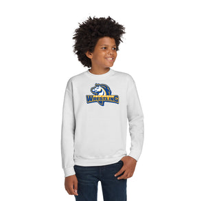 Twin Groves MS Wrestling Spirit Wear 2024-25-Youth Unisex Crewneck Sweatshirt Wrestling Logo