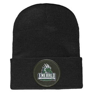 Emerald High School Spirit Wear 2024/25 On-Demand-1501 Yupoong Adult Cuffed Knit Beanie - Circle Patch